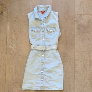 GUESS Denim Button Up Belted Dress